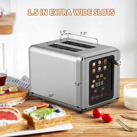 Goovi EU Stainless Steel Two Slice Toaster Touch Screen Home Automatic Bread Maker - EU / CHINA