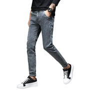 2023 Grey Jeans Pants Men Stretch Denim Skinny Slim Fit Young Biker Streetwear Male Cowboys Trousers Korean Men Fashion Clothing - laurichshop