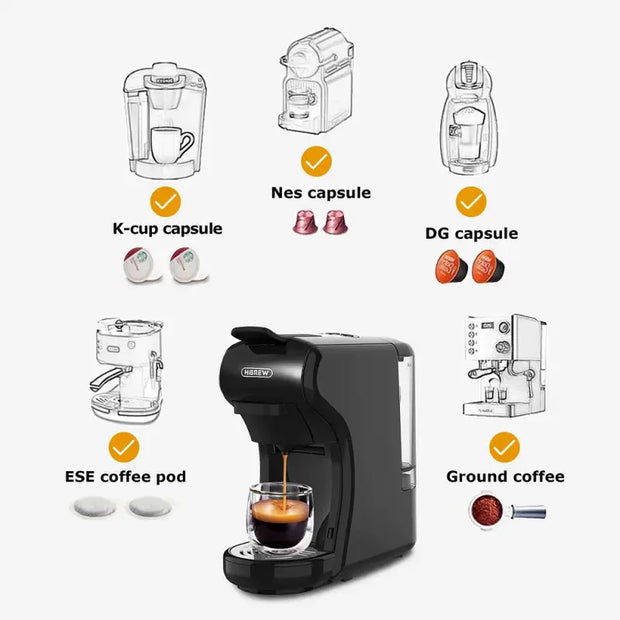 Hibrew Coffee Machine 19 Bar 4 in 1 Hot & Cold Multiple Capsule Espresso