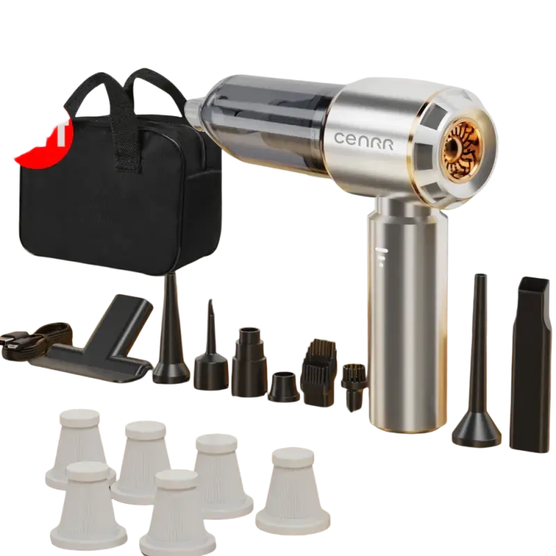 Silver and black Cennn hairdryer with attachments for smartwatches