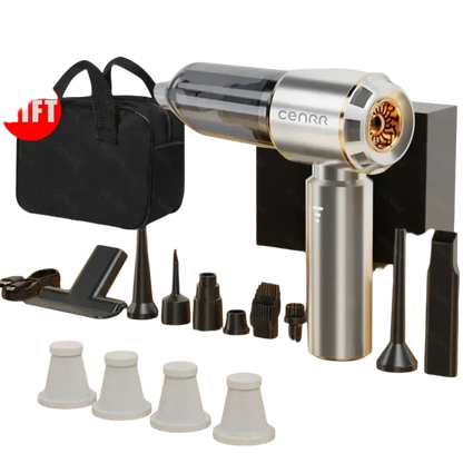 Silver and gold hairdryer with white nozzles for smartwatches