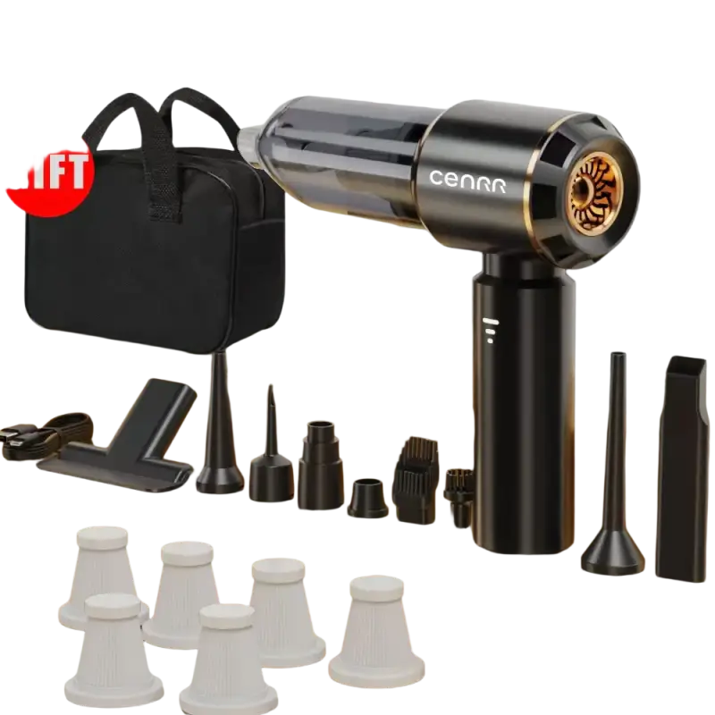 Black and gold hairdryer with attachments for smartwatches