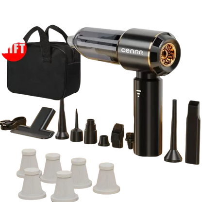 Black and gold hairdryer with attachments for smartwatches