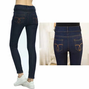 Oversized 2022 Winter Jeans Women Fleeces Inside Thickening Denim Pants High Waist Warm Trousers Female Snow Jeans Pants P8018 - laurichshop