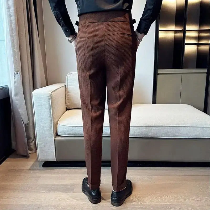 High Waisted Suit Pants for Men Solid Color