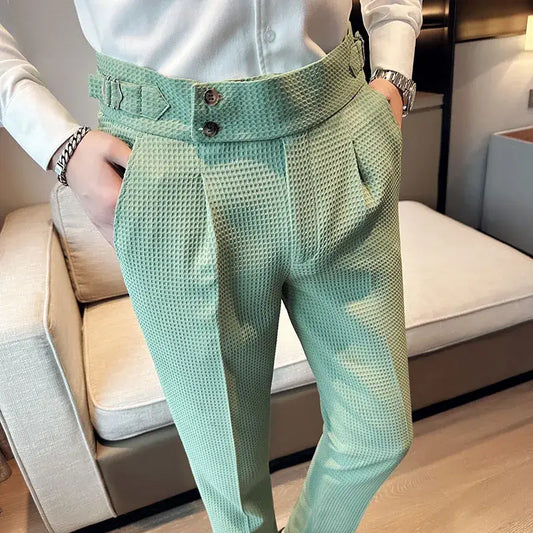 High Waisted Suit Pants for Men Solid Color