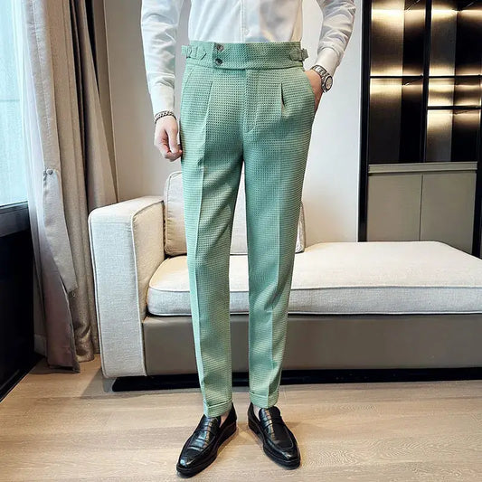 High Waisted Suit Pants for Men Solid Color