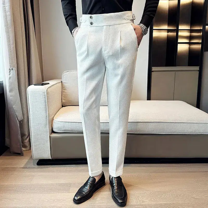 High Waisted Suit Pants for Men Solid Color