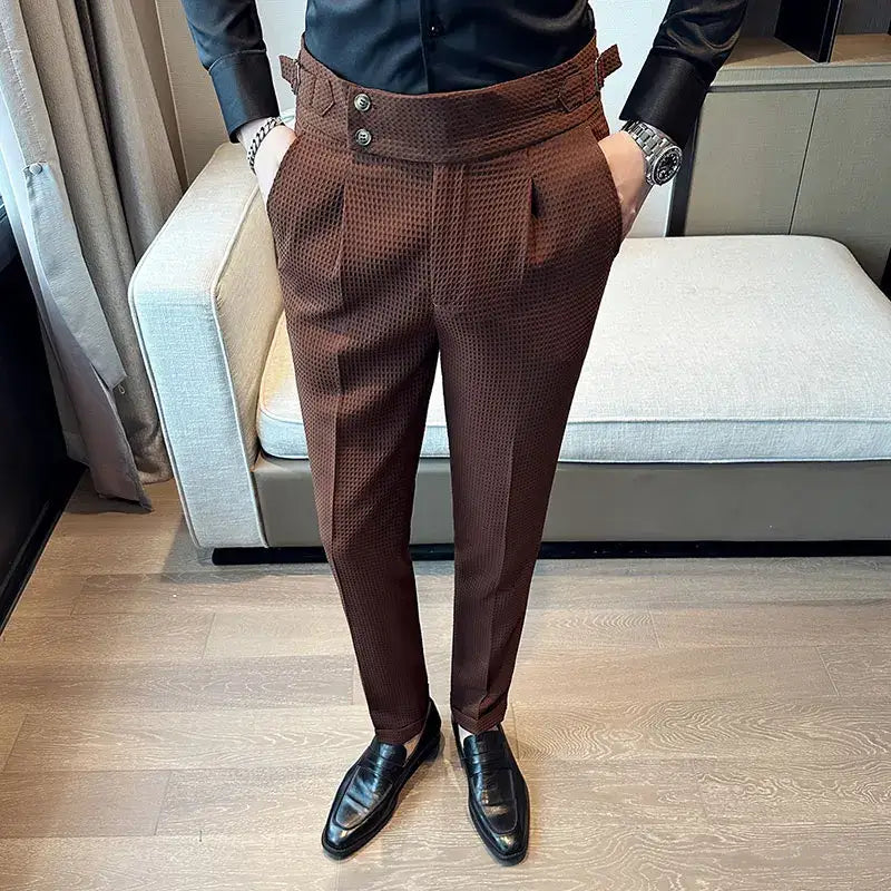 High Waisted Suit Pants for Men Solid Color