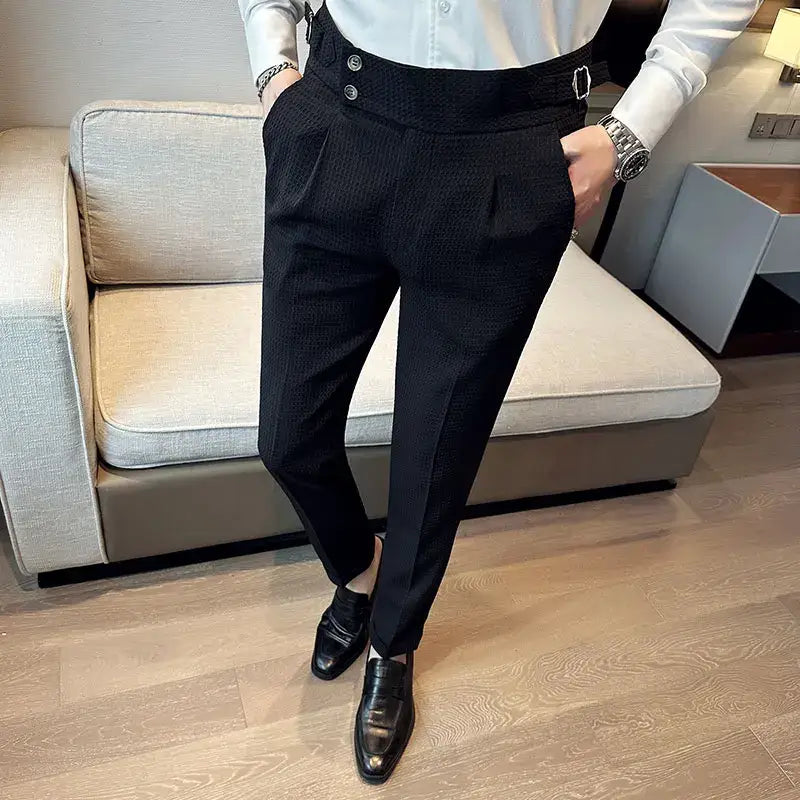 High Waisted Suit Pants for Men Solid Color