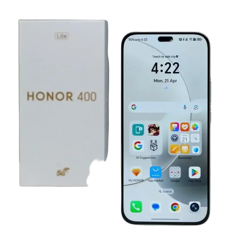 Sleek black Honor smartphone with vibrant AMOLED display