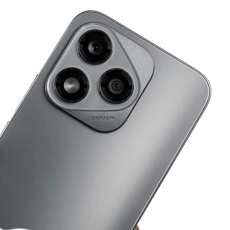 Silver Honor smartphone with AMOLED display, triple camera and long battery life