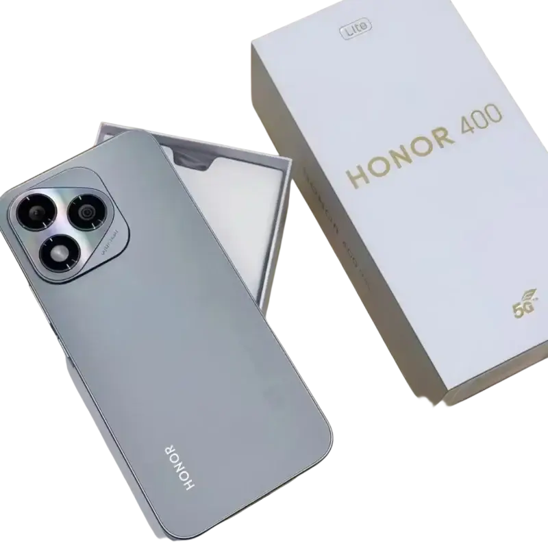 Silver Honor 400 smartphone with AMOLED display and triple camera