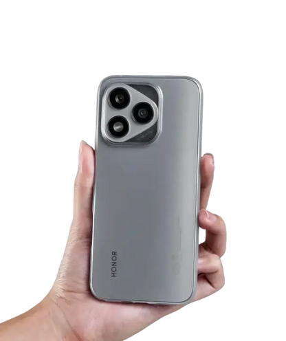 Silver Honor smartphone with AMOLED display and triple camera