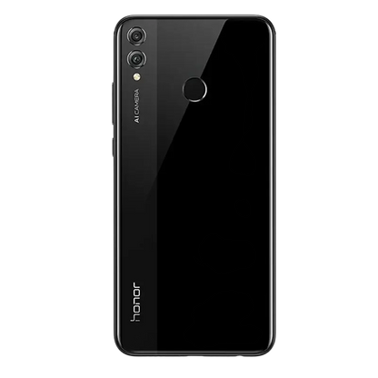 Black Honor smartphone with glossy finish, dual rear camera setup