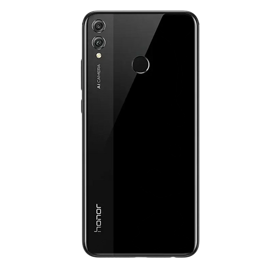 Black Honor smartphone with glossy finish, dual rear camera setup