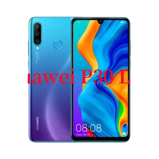 Huawei P30 Lite blue gradient smartphone with rear camera