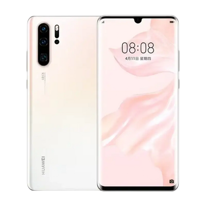 Huawei P30 Pro smartphone showing OLED display and water-drop screen design