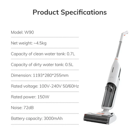 ILIFE W90 Cordless Wireless Wet Dry Smart Mop Washing