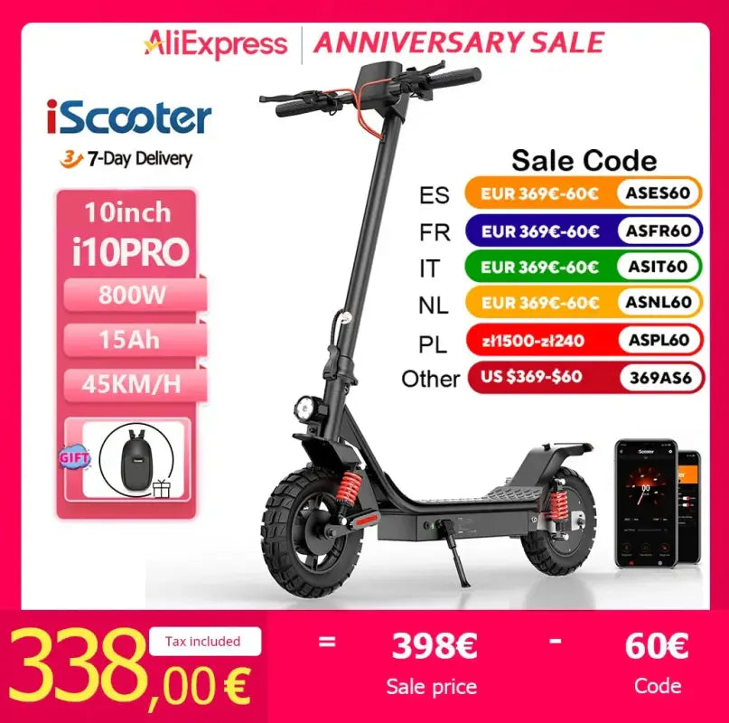 iScooter i10 Pro 800 W Max Range Powerful Electric Kick Scooter 60 km/h With USB laurichshop