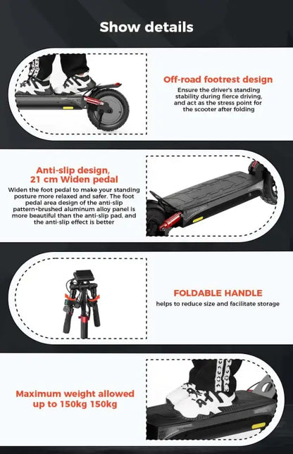 iScooter iX3 800 W Powerful Electric Kick Scooter 10 inch Tubeless 40 km/h For Adults laurichshop