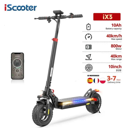 iScooter iX3 800 W Powerful Electric Kick Scooter 10 inch Tubeless 40 km/h For Adults laurichshop
