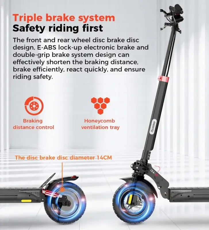 iScooter iX3 800 W Powerful Electric Kick Scooter 10 inch Tubeless 40 km/h For Adults laurichshop