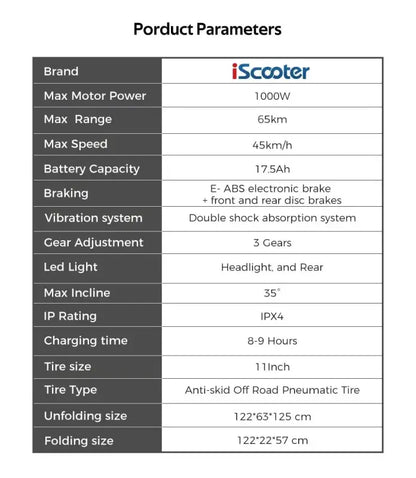 iScooter iX3 800 W Powerful Electric Kick Scooter 10 inch Tubeless 40 km/h For Adults laurichshop