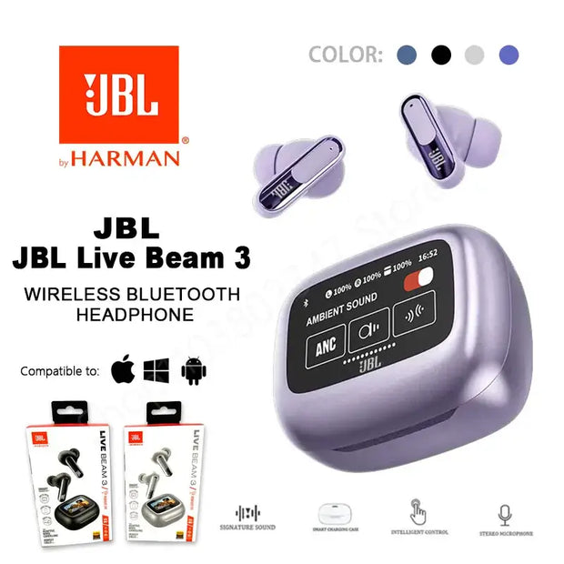 JBL LIVE BEAM 3 True Wireless Bluetooth Noise Cancelling with LED Smart Display