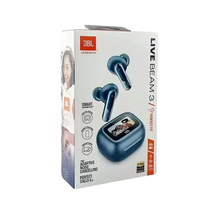 JBL Live Beam 3 wireless earbuds with ANC in black and silver