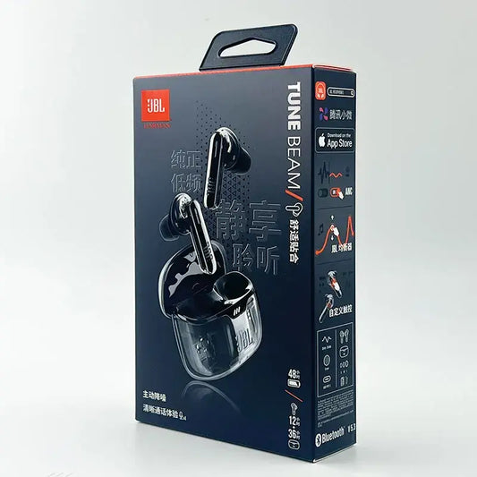 JBL Tune Beam Ghost earphones with charging case