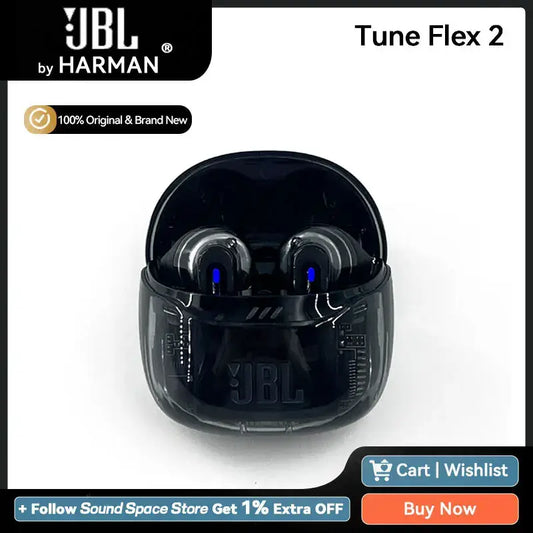 JBL Tune Flex 2 True Wireless Bluetooth Earbuds BT5.3 ANC Earphone With Microphone IP54 Waterproof 48H Playtime Support APP