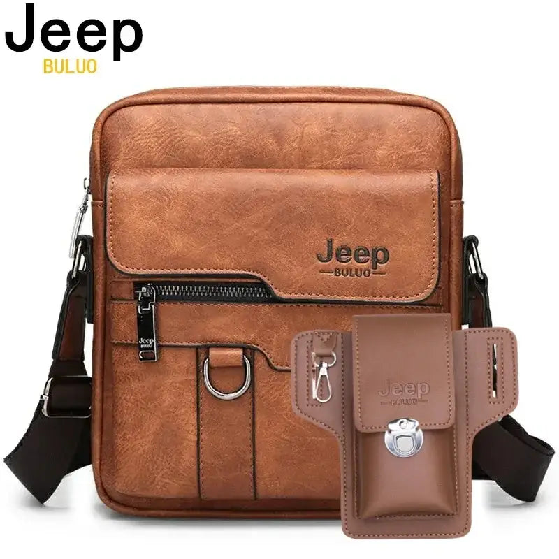 JEEP Buluo Men Leather Shoulder Cross-body Business Bag