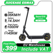 Juicease App Smart Electric Kick Scooter Anti-puncture Tire - 14.5AH 1000W ESMAX / france