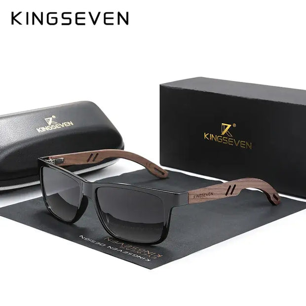 Kingseven 100% Polarized Vintage Wooden Sunglasses UV400 Protection