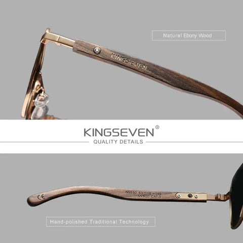 Kingseven Quality Upgrade Ebony Wood Polarized Sunglasses