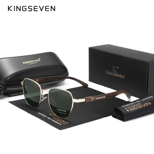 Kingseven Quality Upgrade Ebony Wood Polarized Sunglasses