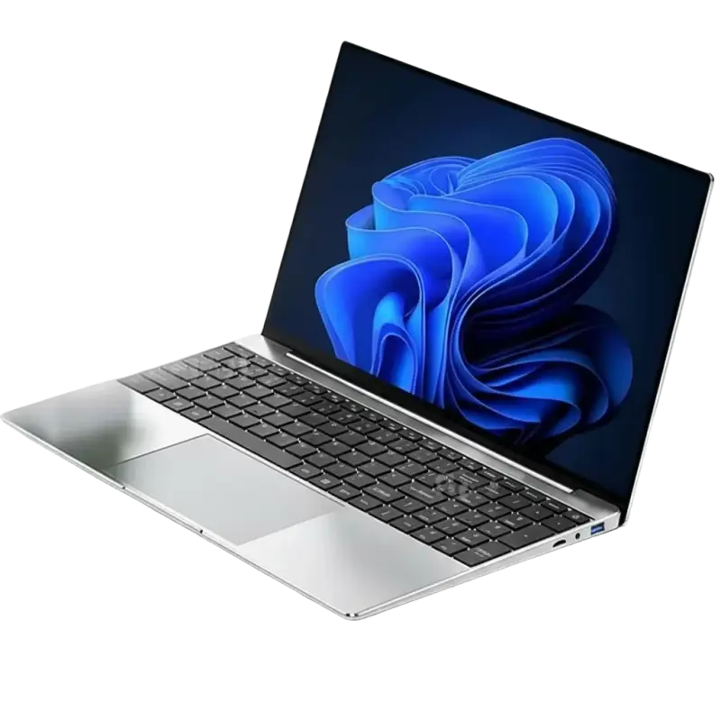 Silver 2023 MacBook Pro laptop with Windows 11 Pro, hard drive, blue screen