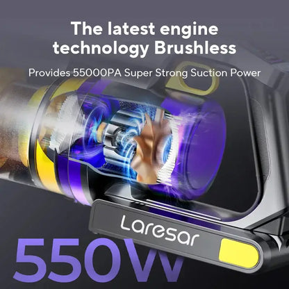 Purple and black Laresar 550W cordless vacuum with 55,000Pa dust suction