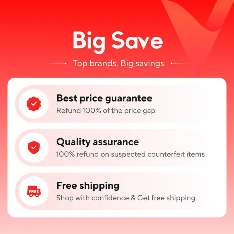 Red and white Big Save bag with purple black cordless vacuum, strong dust suction