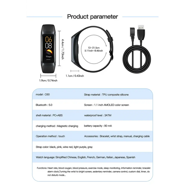 LIGE Amoled Heart Rate Blood Waterproof Smartwatch