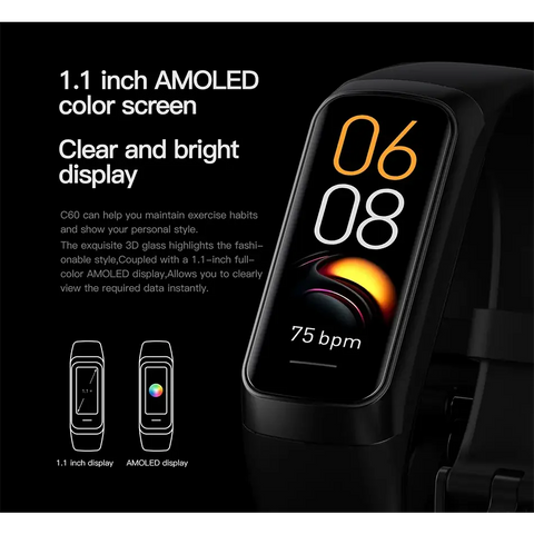 LIGE Amoled Heart Rate Blood Waterproof Smartwatch