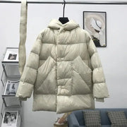 2022 Loehsao Brand Fashion Winter Jacket Women Mid Length Coat Soft 90% White Duck Down Windproof Outdoor Wear Female Parkas - laurichshop