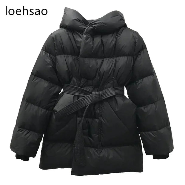 2022 Loehsao Brand Fashion Winter Jacket Women Mid Length Coat Soft 90% White Duck Down Windproof Outdoor Wear Female Parkas - laurichshop