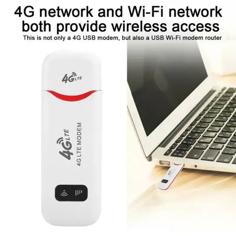 White and red 4G LTE USB portable WiFi router with Wi-Fi symbol