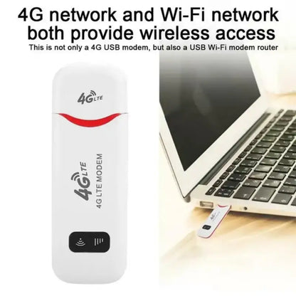 White and red 4G LTE USB portable WiFi router with Wi-Fi symbol