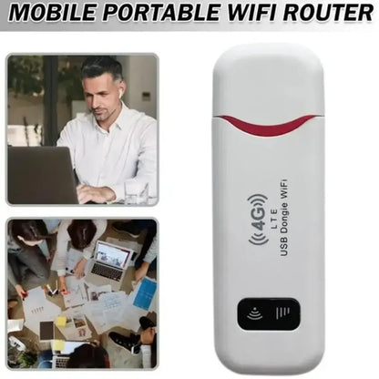 White and red 4G LTE USB portable WiFi router with curved pattern