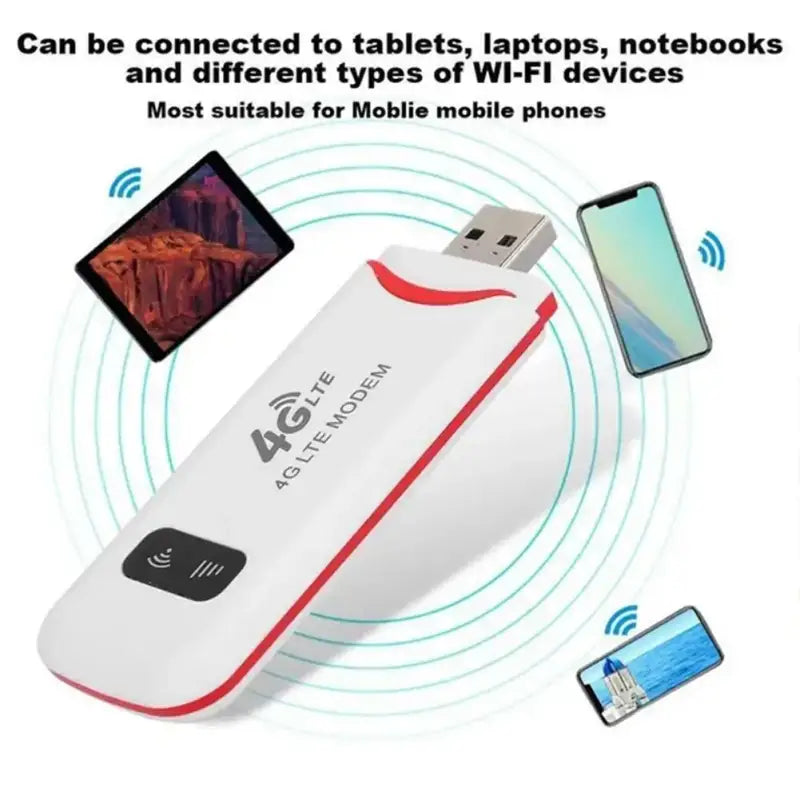 4G LTE USB portable WiFi router with red and white accents