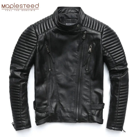 MAPLESTEED Genuine Leather Jacket Women Leather Jacket Sheepskin Black Soft Slim Fit Punk Bomber Female Leather Coat Autumn M049 - laurichshop