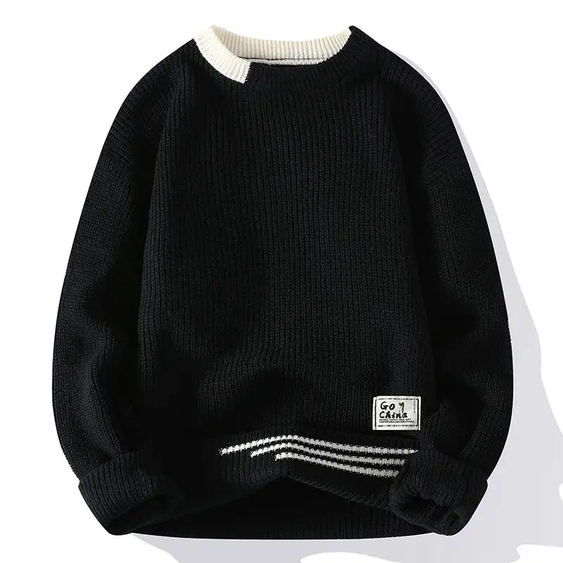 Men Vintage Twist Sweater Round Neck Pullover